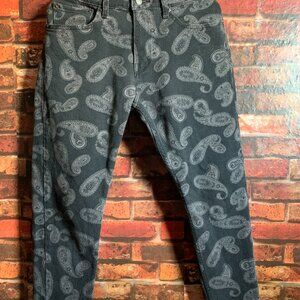Levi’s 512 Paisley Mens Jeans Black Size 32x30 Slim Tapered Stretch